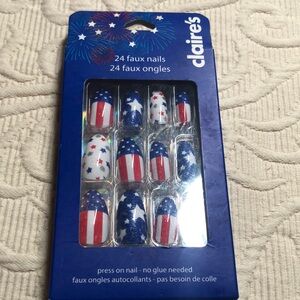 Claire's Patriotic Faux Nails - Red, White, and Blue